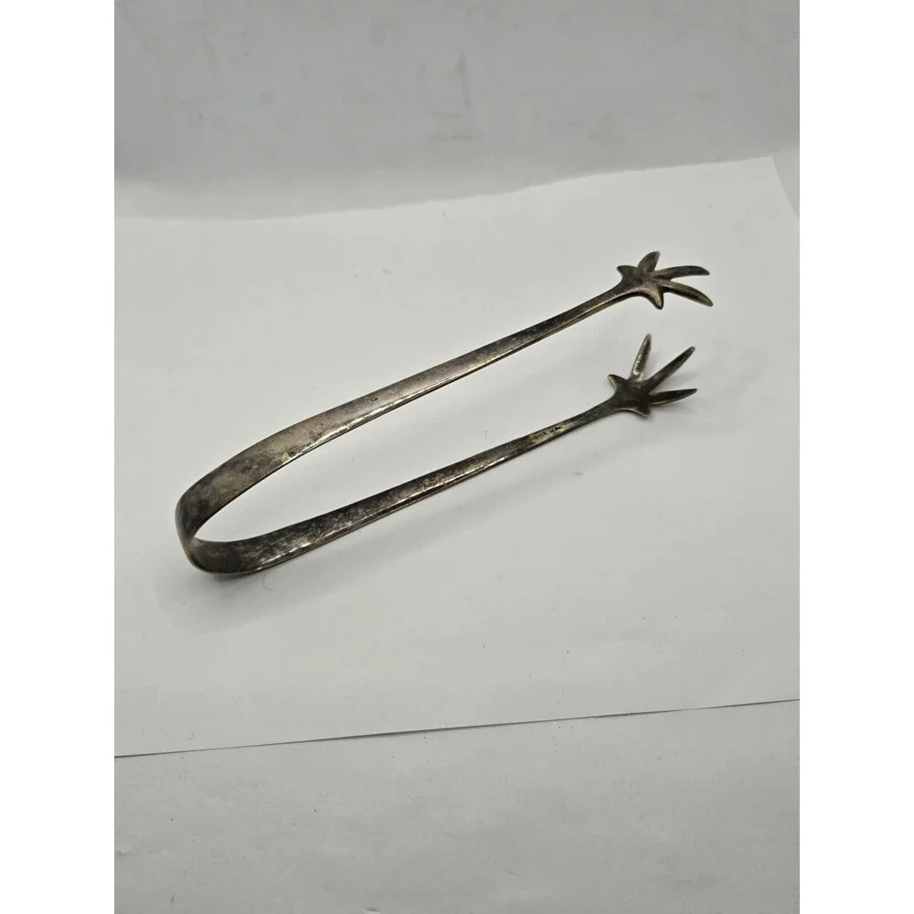 Large Claw-Foot Ice Tongs Silver Plated Design Shined